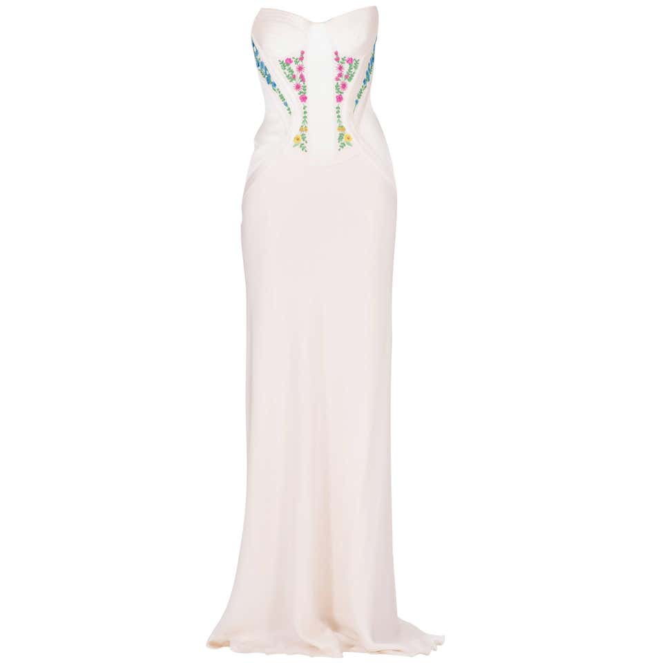 Revived from Gianni Versace archive! Embroidered Corset Silk Long Dress –  Luxury Designer Vintage